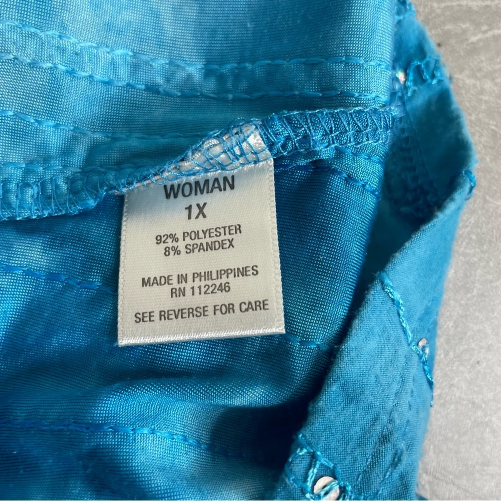 dressbarn Turquoise Tie Dye Sequins Swing Tank - Picture 5 of 8
